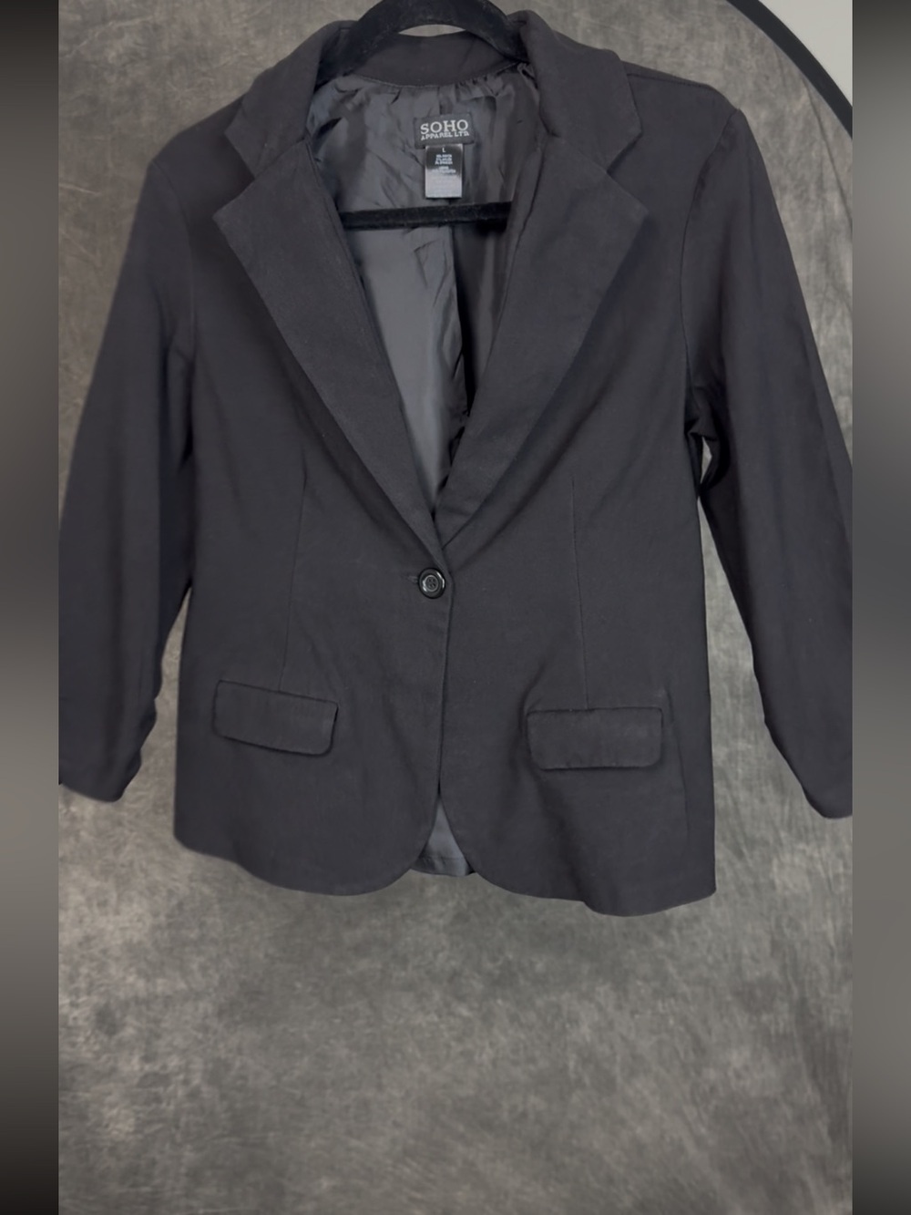 SOHO Black Ruched Sleeve Blazer Jacket | Size L - Picture 3 of 5